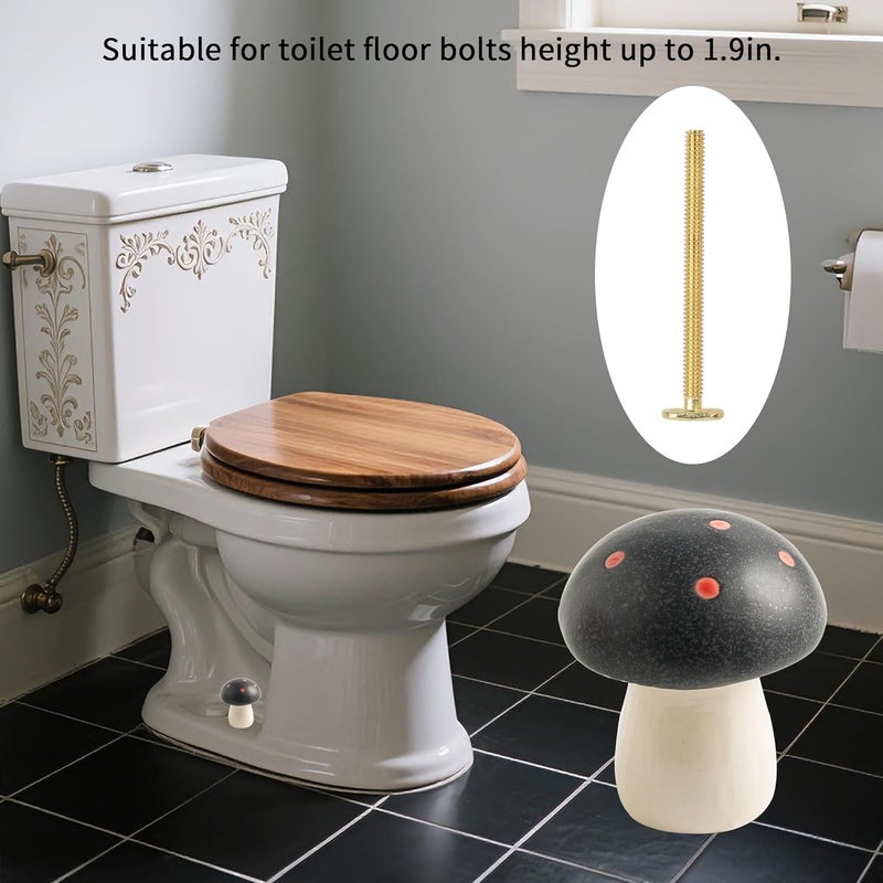 BEUNAIZER Ceramic Toilet Bolt Covers Decorative, Toilet Screw Cover Caps, Toilet Caps for Bottom of Toilet, Cute Mushroom Toilet Bolt Caps, Set of 2 Toilet Bowl Bolt Covers Floor, Bathroom Decor (Black) - Image 2