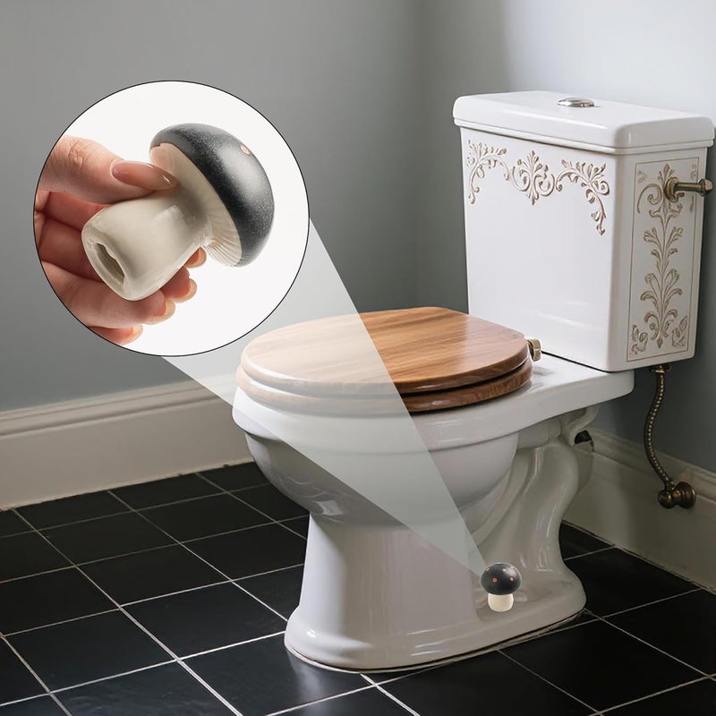 BEUNAIZER Ceramic Toilet Bolt Covers Decorative, Toilet Screw Cover Caps, Toilet Caps for Bottom of Toilet, Cute Mushroom Toilet Bolt Caps, Set of 2 Toilet Bowl Bolt Covers Floor, Bathroom Decor (Black) - Image 4