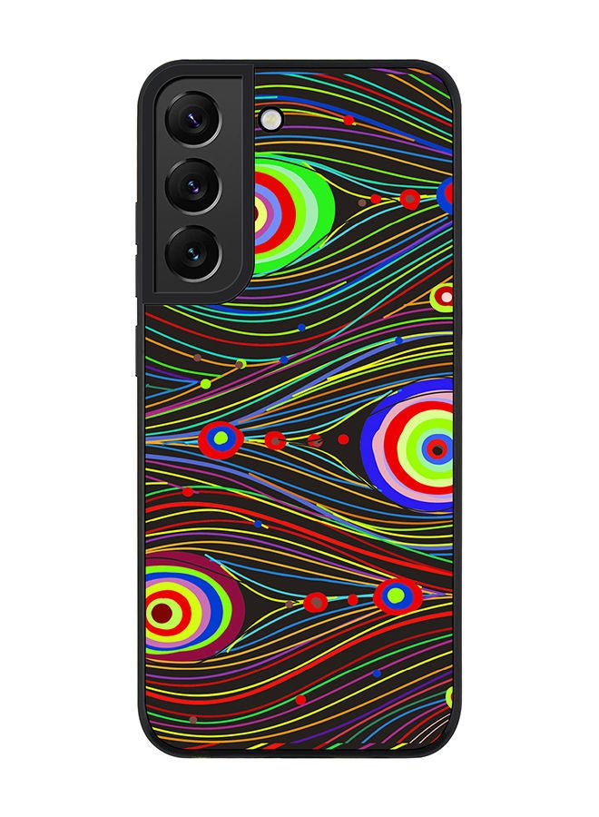 Stylizedd Rugged Black edge case for Samsung Galaxy S21 FE 5G Slim fit Soft Case Flexible Rubber Edges Anti Drop TPU Gel Thin Cover - Peacock Eyes - Image 1