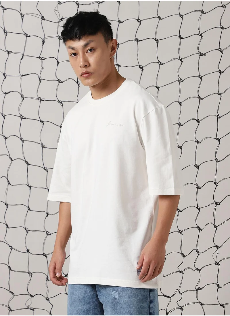 هوبرهولمي Men's White 100% Cotton Solid T-Shirt