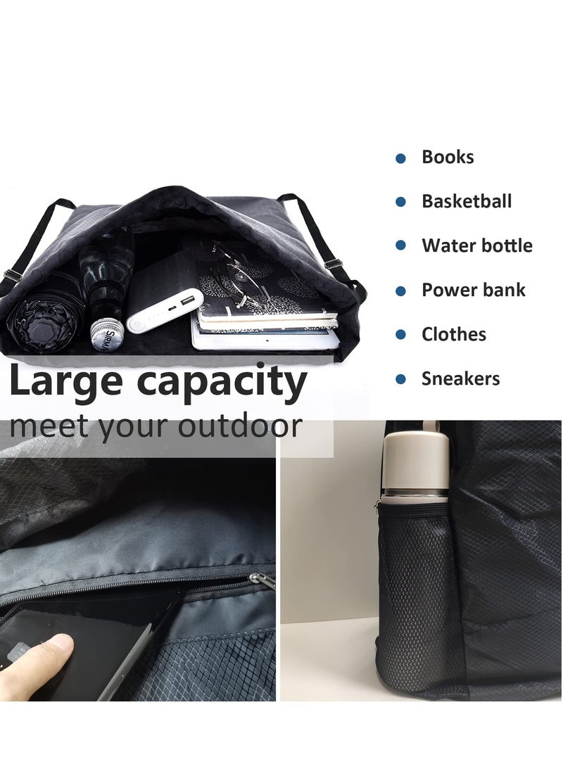SYOSI Sports Gym Bag, Drawstring Waterproof Bags,Oxford fabric Backpack Bags for men and women, for Sports School Beach Holidays Swimming Trave, 40*48cm  - Image 4
