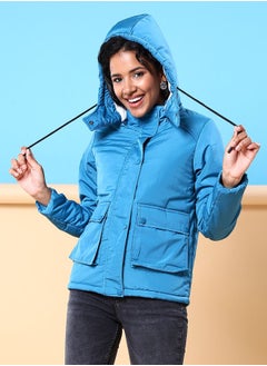 Freehand Women Boxy Fit Solid Puffer Jacket With Detachable Hood  - Image 4