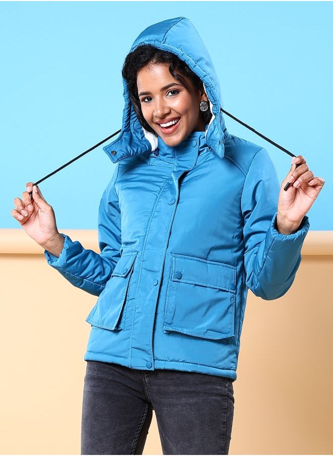 Freehand - Women Boxy Fit Solid Puffer Jacket With Detachable Hood - Image 1