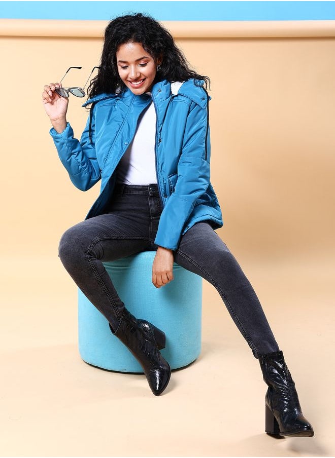 Freehand - Women Boxy Fit Solid Puffer Jacket With Detachable Hood - Image 1