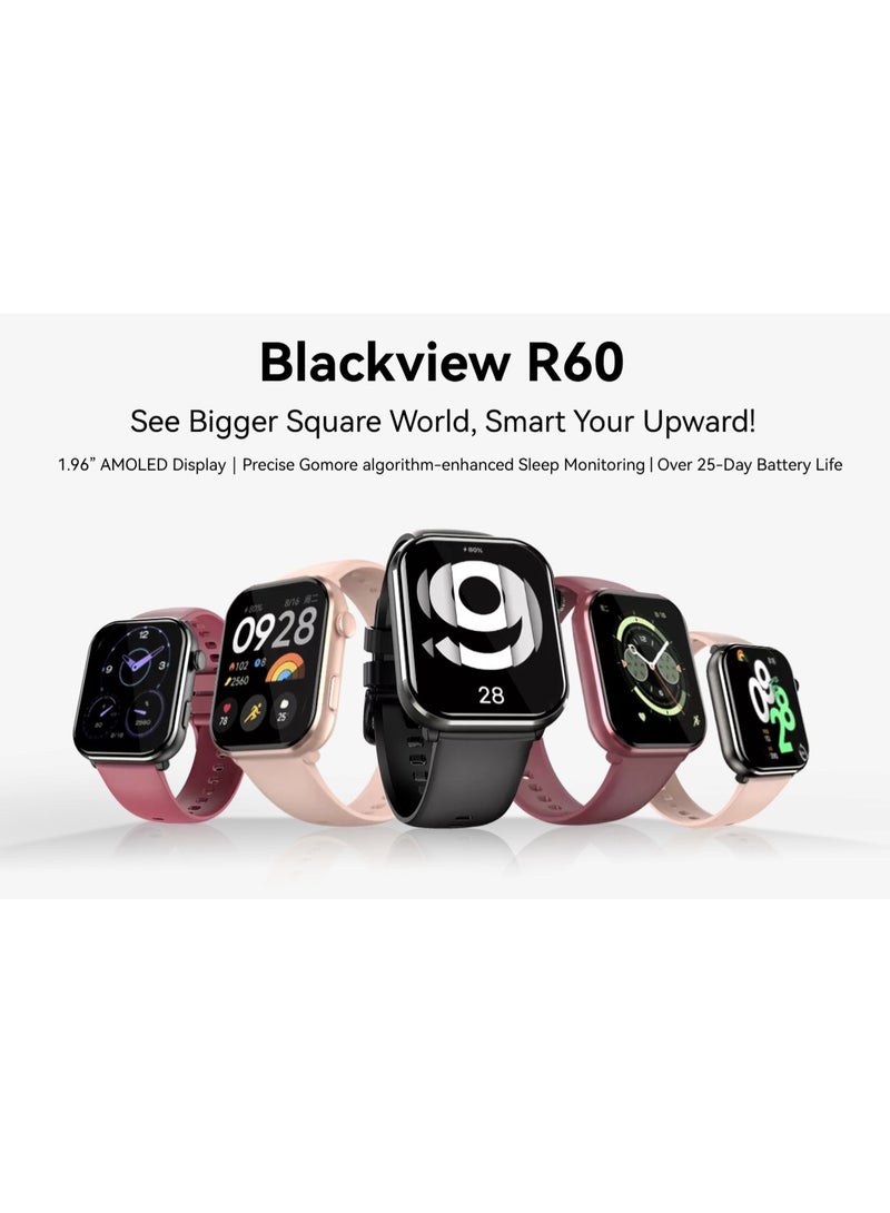 Blackview Smartwatch R60 Watch 1.96'' AMOLED Display 800mAh Bluetooth Phone Call Meteorite Black - Image 5