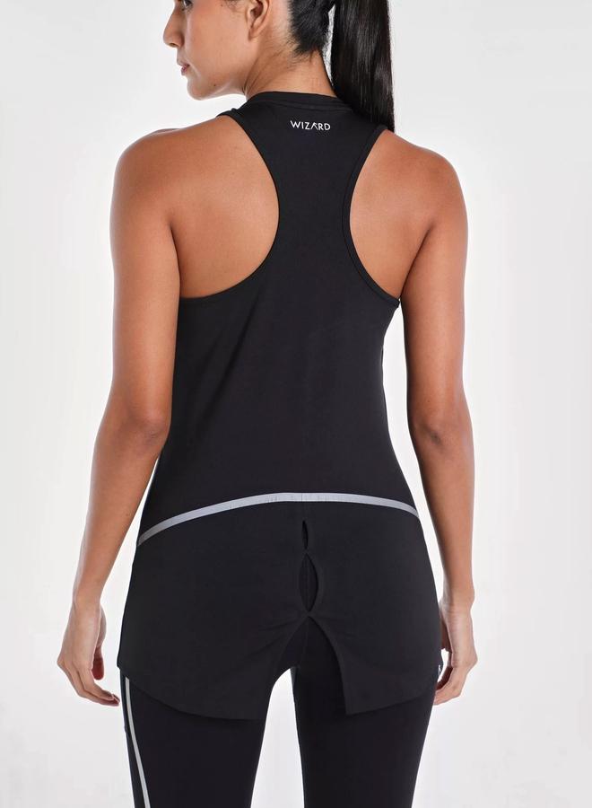 Wizard Women Black Vent Wizardry Solid Racerback Tank Top - Image 2