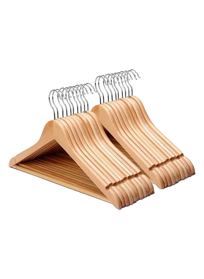 20pcs Solid Wood Hangers 45cm Coat Clothes Garment Hangers with Non Slip Trouser Bar - Image 1