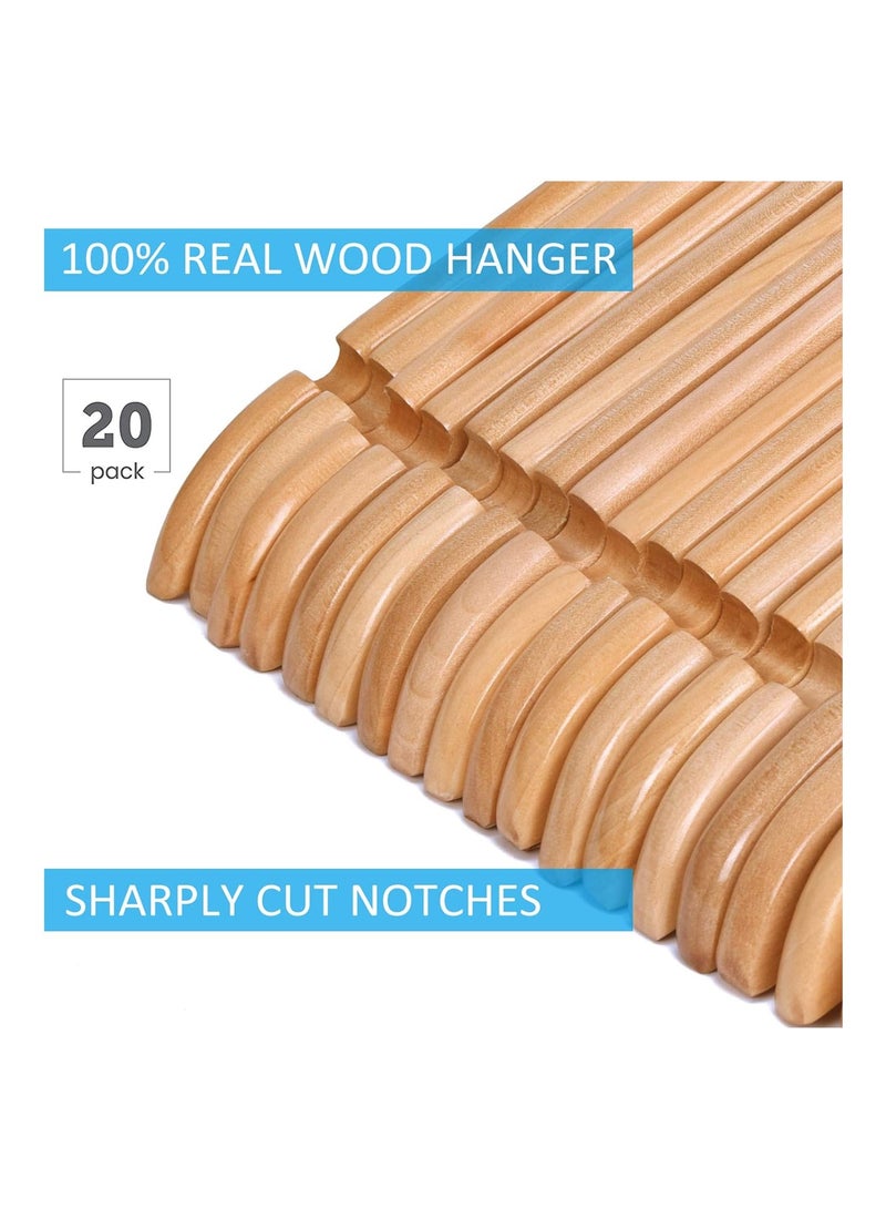20pcs Solid Wood Hangers 45cm Coat Clothes Garment Hangers with Non Slip Trouser Bar - Image 5