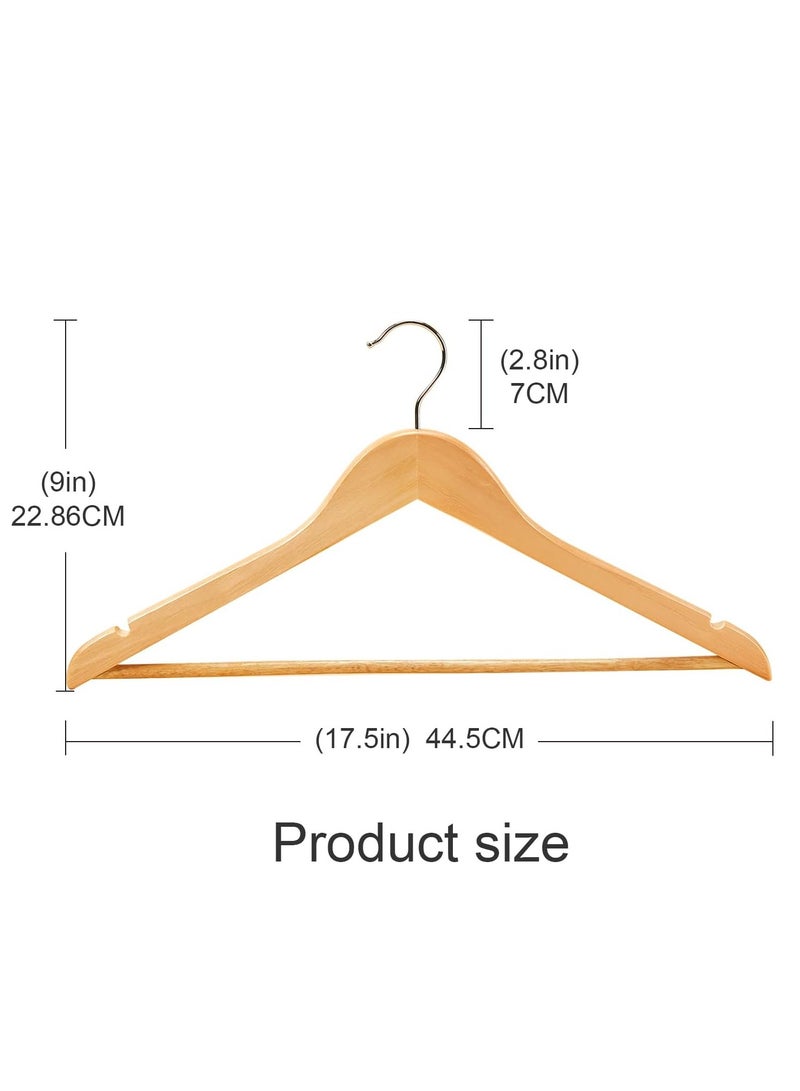 20pcs Solid Wood Hangers 45cm Coat Clothes Garment Hangers with Non Slip Trouser Bar - Image 2