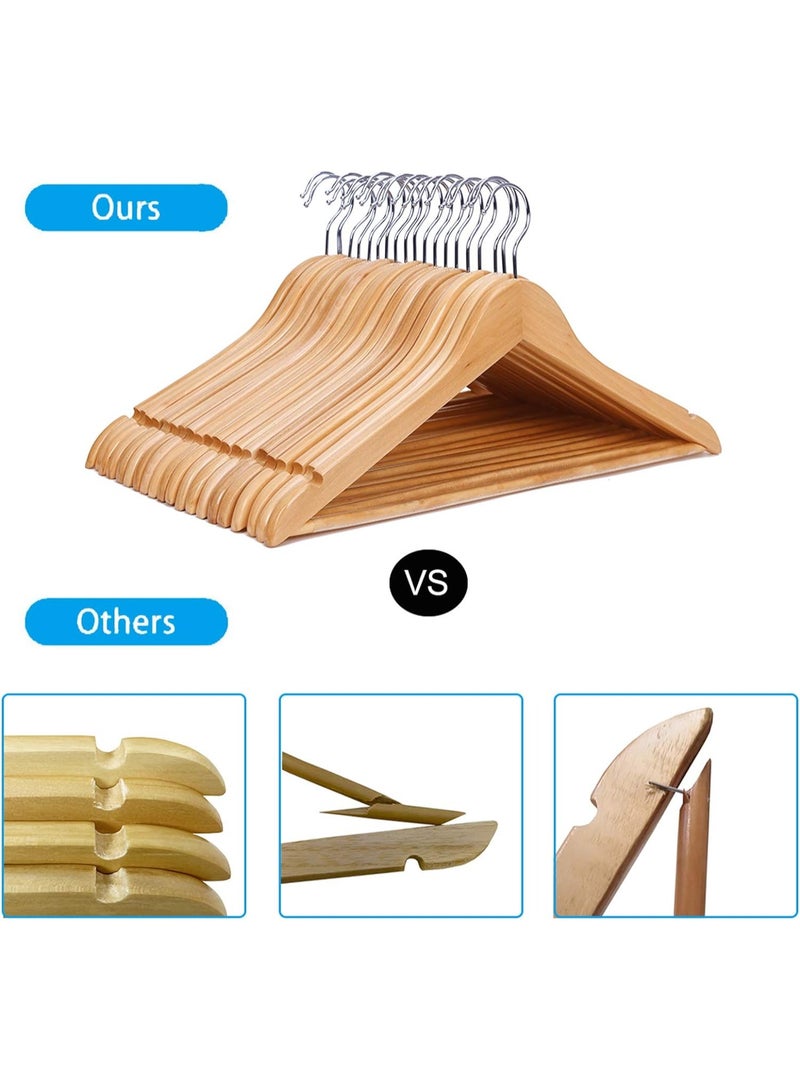 20pcs Solid Wood Hangers 45cm Coat Clothes Garment Hangers with Non Slip Trouser Bar - Image 4