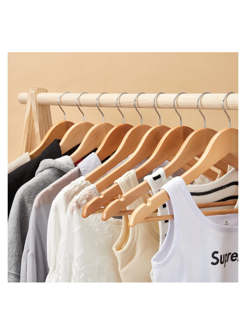 20pcs Solid Wood Hangers 45cm Coat Clothes Garment Hangers with Non Slip Trouser Bar - Image 3
