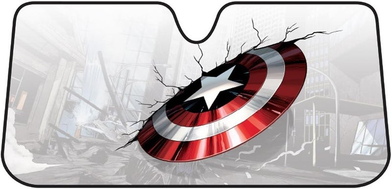 Plasticolor Captain America Broken Shield Accordion Bubble Sunshade - Image 1
