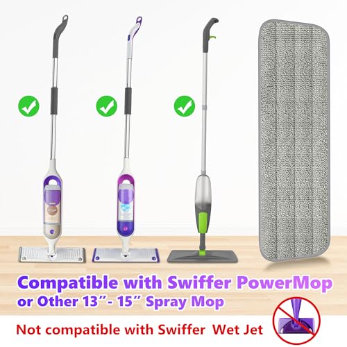 ILAVCOOL 6 Pack Reusable Mop Pads Compatible with Swiffer PowerMop Wood Floor Pads Microfiber Mop Replacement Refills Machine Washable for All Floor Surfaces - Image 5