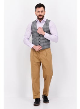 SELECTED Men V Neck Sleeveless Textured Waistcoat, Grey  - Image 2