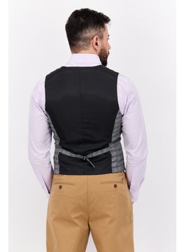 SELECTED Men V Neck Sleeveless Textured Waistcoat, Grey  - Image 3