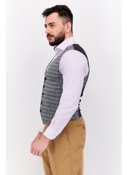SELECTED Men V Neck Sleeveless Textured Waistcoat, Grey  - Image 4