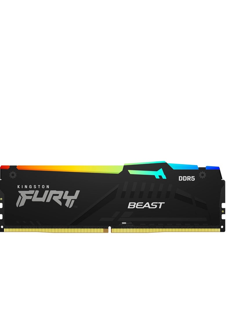 Kingston Fury Beast Black RGB 32GB (2x16GB) 5200MT/s DDR5 CL40 DIMM Desktop Gaming Memory Kit of 2 - KF552C40BBAK2-32 - Image 1