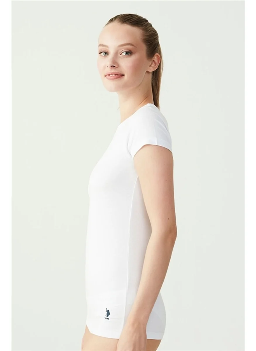 U.S. Polo Assn. 66002 Women's White Short Sleeve Round Neck T Shirt