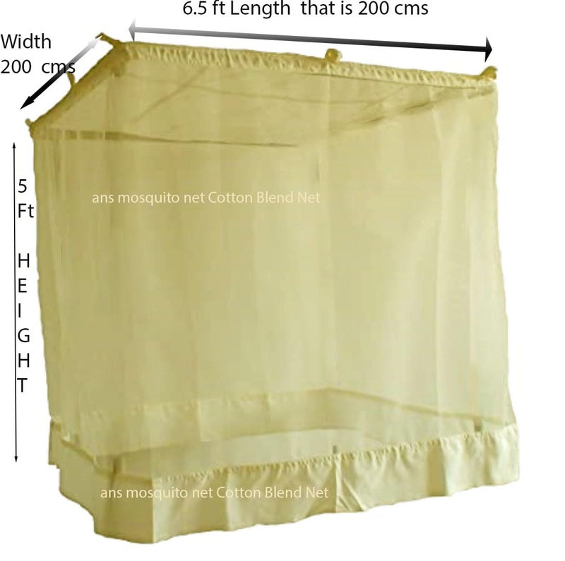 ANS Mosquito Net for King Size Double Bed 6.5x6.5 ft, Ivory Polycotton Soft Net with Same Ivory Cream Color Cotton Border, Free Air Flow, Long Lasting, Foldable Insect Protection Net - Image 5