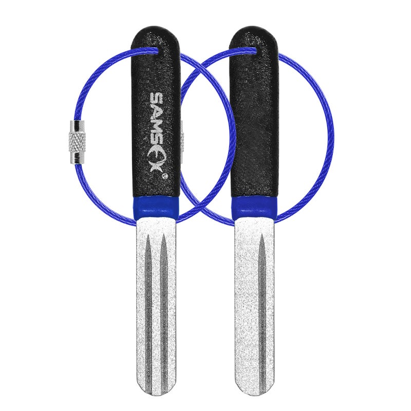 SAMSFX Fishing Hook Sharpener Hook File Portable Grinding Tool with Double Sided Fine and Medium Grit Fly Fishing Tools 4inch Blue  Black Handle