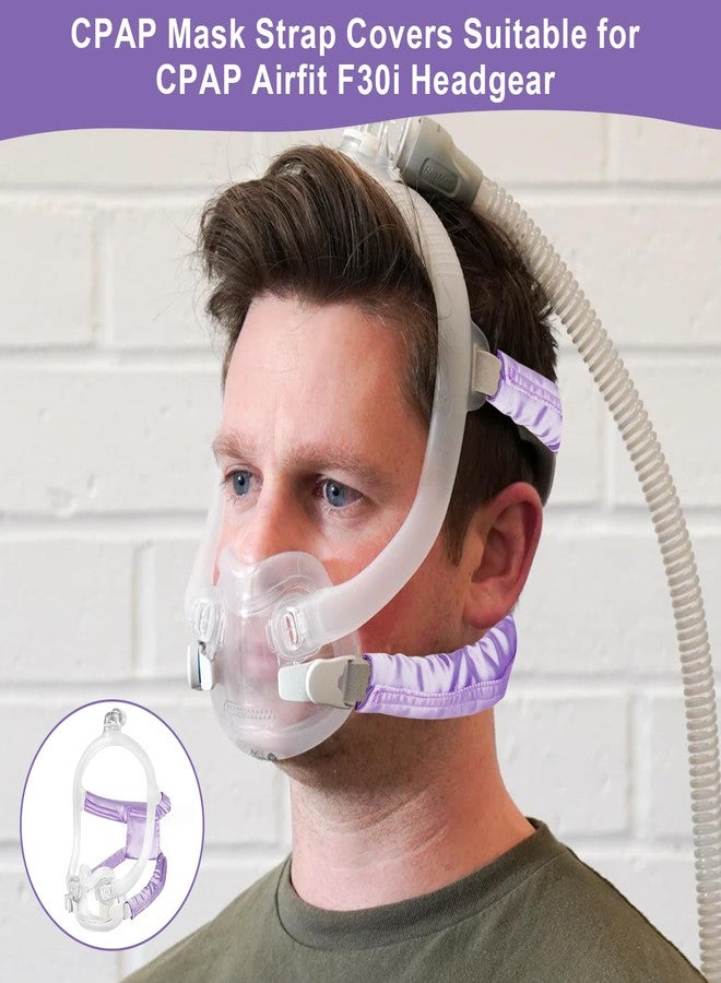 JDVBDNK أغطية ساتان لأحزمة قناع جهاز التنفس CPAP، أغطية مريحة لأحزمة جهاز التنفس CPAP، وسائد حريرية لقناع جهاز التنفس CPAP تناسب غطاء الرأس F30i، واقي شعر مضاد للتجاعيد لجهاز التنفس CPAP لتقليل العلامات الحمراء (بنفسجي فاتح) - Image 5