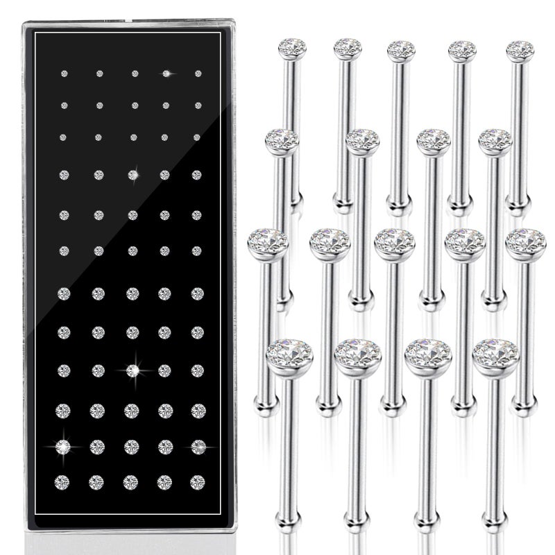 clbxzwc 60pcs Stainless Steel Nose Studs small nose studs Body Jewelry 20G-23G 1.5mm 2mm 2.5mm 3.0mm - Image 1