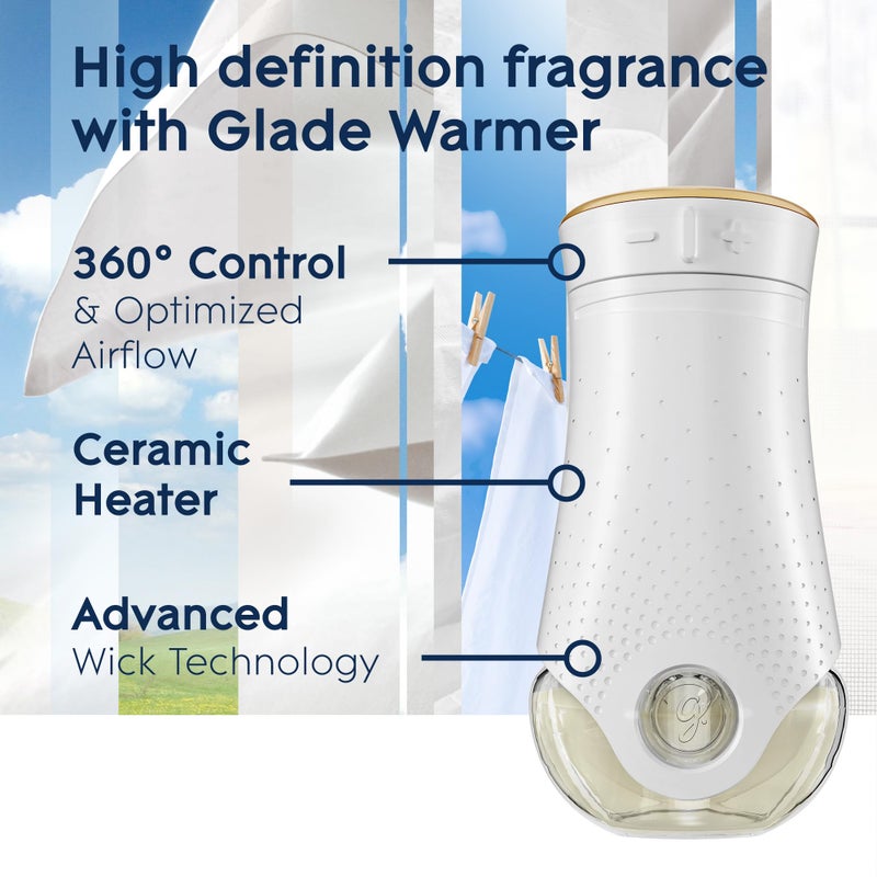 Glade Glade PlugIns Refills Air Freshener Starter Kit, Scented and Essential Oils for Home and Bathroom, Clean Linen, 3.35 Fl Oz, 1 Warmer + 5 Refills  - Image 5