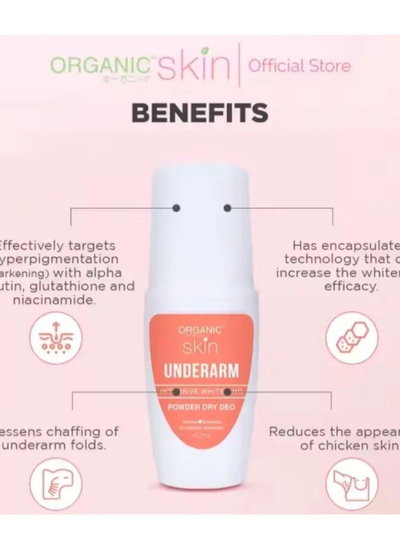 أورجانيك مزيل عرق بودرة جاف بخلاصة النياسيناميد لتفتيح منطقة تحت الإبط 40 مل - Image 3