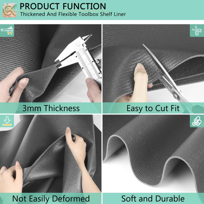 ChiKiner Foam Toolbox Liner Shelf Liner, Thickened Durable Pad Tool Box Mat for Protecting Your Tools, Work Surfaces, Garage, Chest -Gray 3mm Thickness, 16 inch*16 ft - Image 4