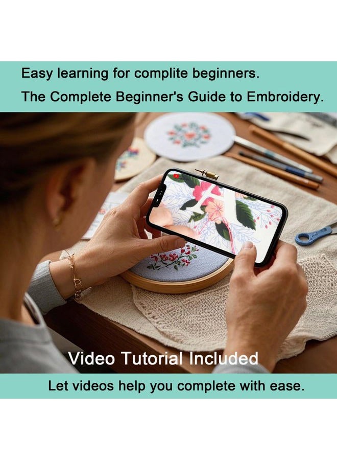 REEWISLY Embroidery Kit for letter ABC (A),Embroidery Starter Kit with Pattern and Instructions,1 Plastic Embroidery Hoops,Color Threads ,instructions and Needles,Adults Embroidery, DIY cross stitch kit - Image 4