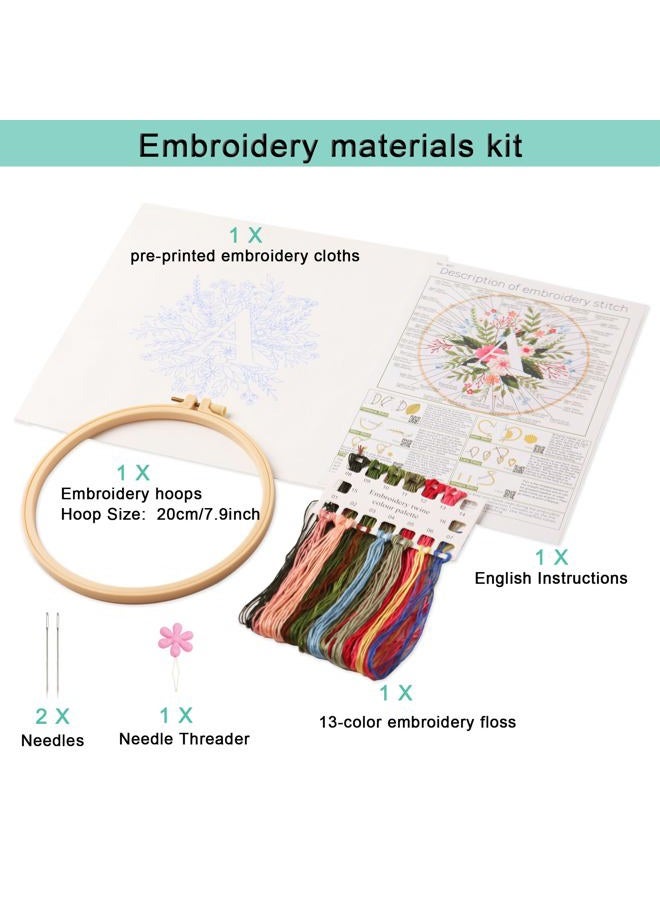 REEWISLY Embroidery Kit for letter ABC (A),Embroidery Starter Kit with Pattern and Instructions,1 Plastic Embroidery Hoops,Color Threads ,instructions and Needles,Adults Embroidery, DIY cross stitch kit - Image 2