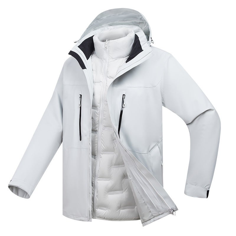 New Style Charge Clothes Three-In-One Anti-Water Splashing Two-Piece Winter Down Liner For Men And Women Outdoor Waterproof Camping Clothing - Image 1