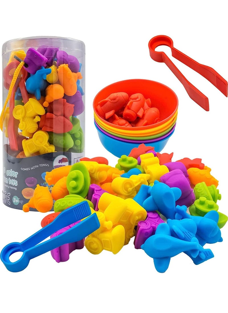 YelaJoy - Counting Matching Game, Sorting Toys with Sorting Cups, Color Classification and Sensory Training Preschool Educational Learning Toys Set Gift for Toddlers Kids Boys Girls Ages 3+ (Transport) - Image 1