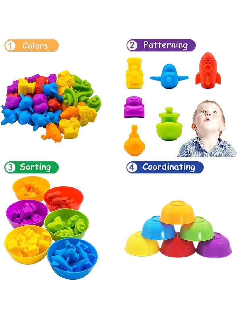 YelaJoy - Counting Matching Game, Sorting Toys with Sorting Cups, Color Classification and Sensory Training Preschool Educational Learning Toys Set Gift for Toddlers Kids Boys Girls Ages 3+ (Transport) - Image 1