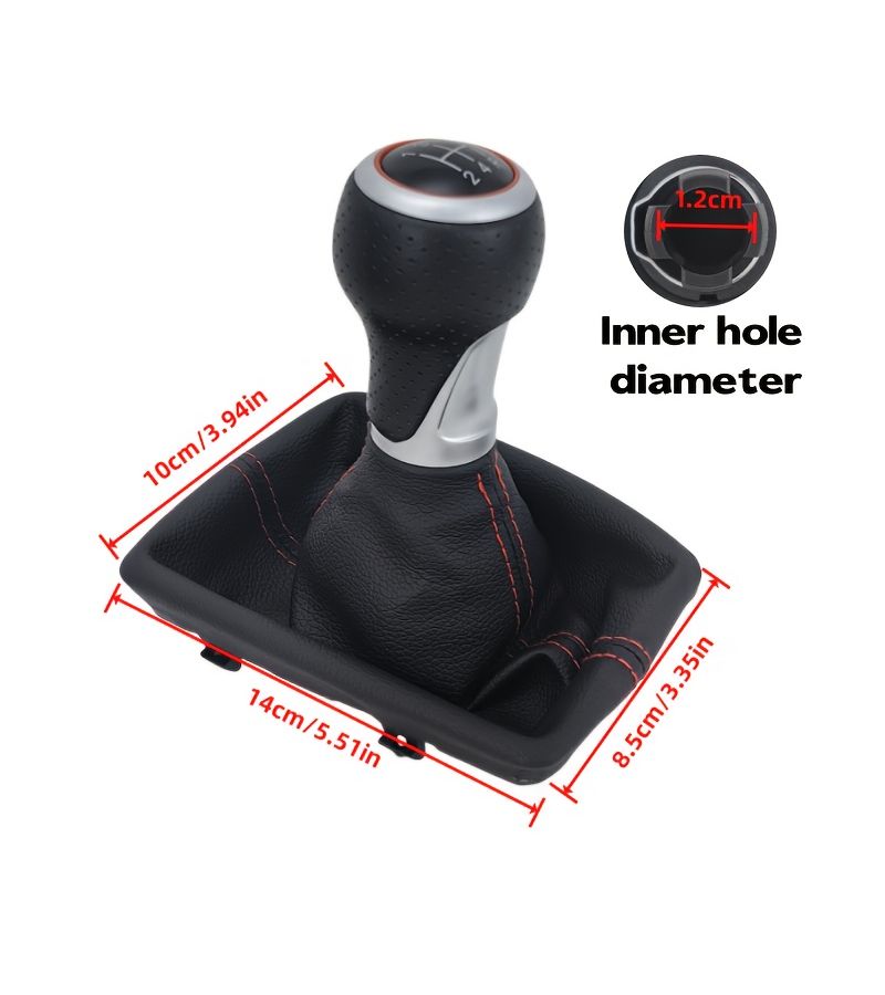 Red 6 Speed Upper Left Shift Knob And Boot Cover For Audi A4 B6 2000 To 2008 Manual Gear Stick Direct Fit Smooth Shifting Replacement Anti Slip Design - Image 2