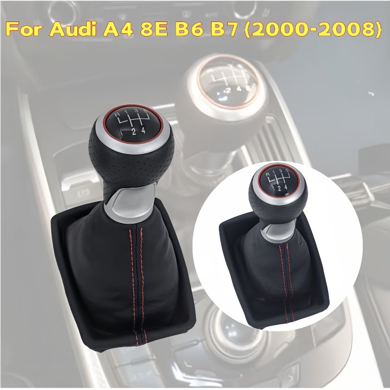 Red 6 Speed Upper Left Shift Knob And Boot Cover For Audi A4 B6 2000 To 2008 Manual Gear Stick Direct Fit Smooth Shifting Replacement Anti Slip Design - Image 4