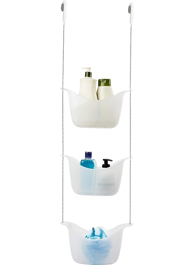 Raxoom Bask, White Hanging Shower Caddy, Bathroom Storage And Organizer For Shampoo, Conditioner, Bath Supplies And Accessories, 11-1/4" X 5-1/4" X 36-1/2" H - Image 1