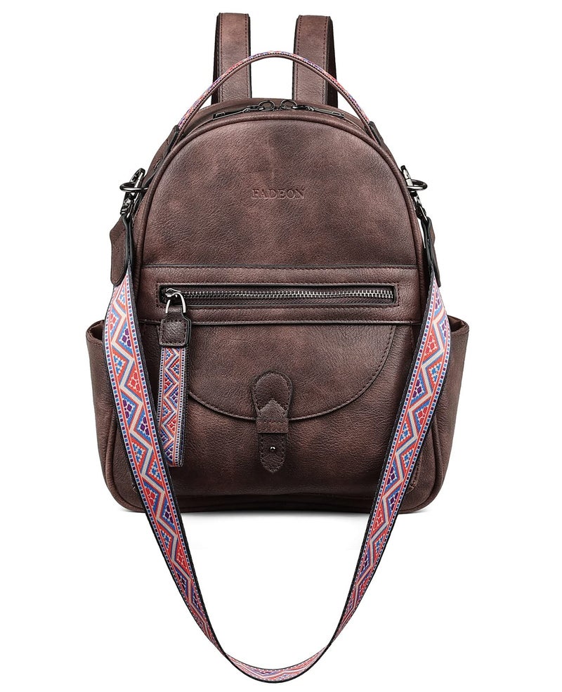 FADEON Mini Backpack Purse for Women, Designer Leather Cute Roomly Small Backpacks, Ladies Shoulder Backpack Fashion Handbag - Image 1