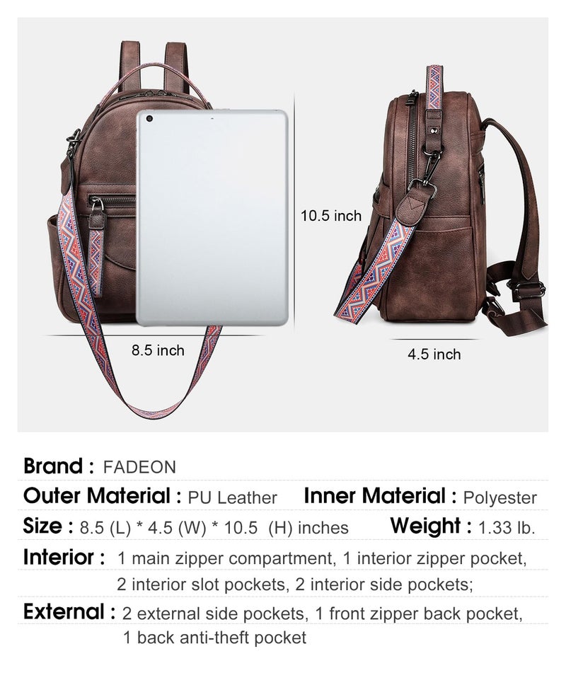 FADEON Mini Backpack Purse for Women, Designer Leather Cute Roomly Small Backpacks, Ladies Shoulder Backpack Fashion Handbag - Image 3