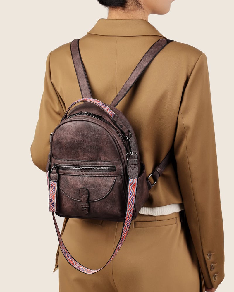 FADEON Mini Backpack Purse for Women, Designer Leather Cute Roomly Small Backpacks, Ladies Shoulder Backpack Fashion Handbag - Image 2