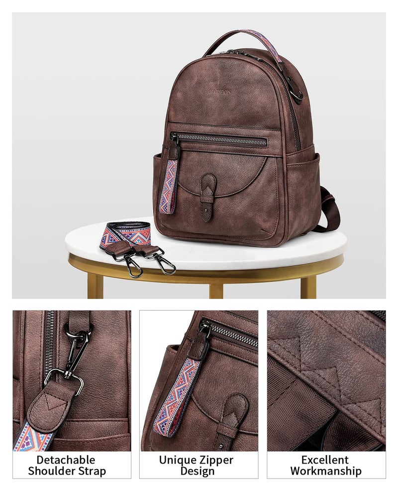 FADEON Mini Backpack Purse for Women, Designer Leather Cute Roomly Small Backpacks, Ladies Shoulder Backpack Fashion Handbag - Image 5