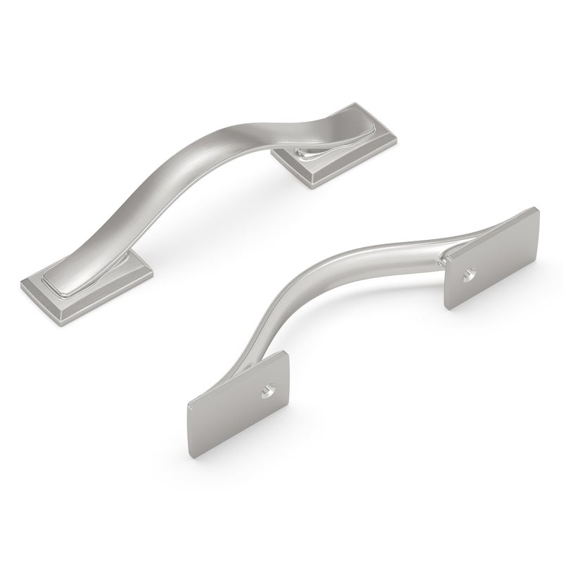 Hickory Hardware 10 Pack Solid Core Kitchen Cabinet Pulls Luxury Cabinet Handles Hardware for Doors Dresser Drawers 3 Inch Hole Center Satin Nickel Dover Collection - Image 2
