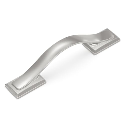 Hickory Hardware 10 Pack Solid Core Kitchen Cabinet Pulls Luxury Cabinet Handles Hardware for Doors Dresser Drawers 3 Inch Hole Center Satin Nickel Dover Collection - Image 3
