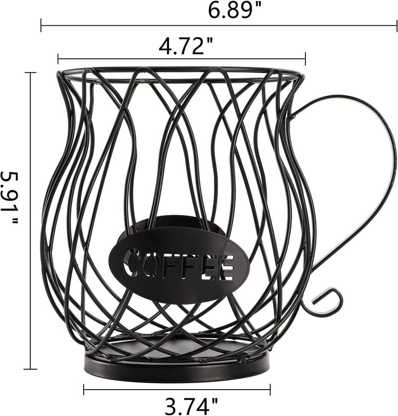 ZEAYEA Coffee Pod Holder, Coffee Capsule Basket for Counter Table Bar, Metal Espresso Pod Keeper Storage for Home Cafe Hotel, Black - Image 2