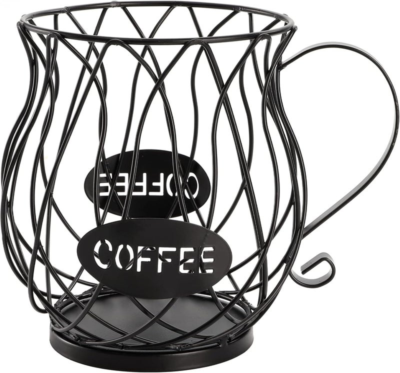 ZEAYEA Coffee Pod Holder, Coffee Capsule Basket for Counter Table Bar, Metal Espresso Pod Keeper Storage for Home Cafe Hotel, Black - Image 1