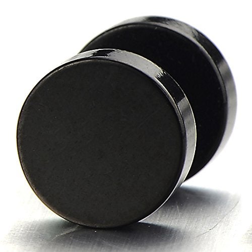 COOLSTEELANDBEYOND EXTRA LARGE 16MM Black Screw Stud Earring for Men Women Steel Cheater Fake Ear Plug Gauge Illusion Tunnel - Image 3