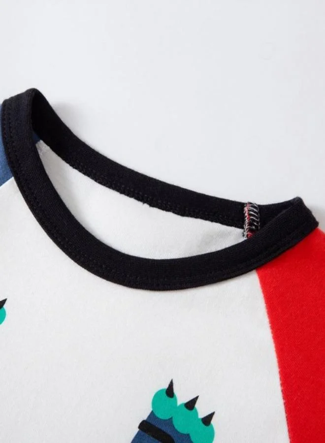 YUNIQEE White Printed Long Sleeve Crew Neck T-Shirt
