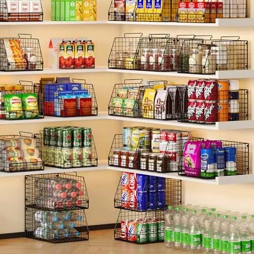 Jakyitvi 5 Pack XXL Stackable Wire Storage Basket, Extra Large Capacity Pantry Organizer and Storage, Muti-Purpose for Fruit Vegetable Basket & Toy Bin & Snack Organizer - Image 2
