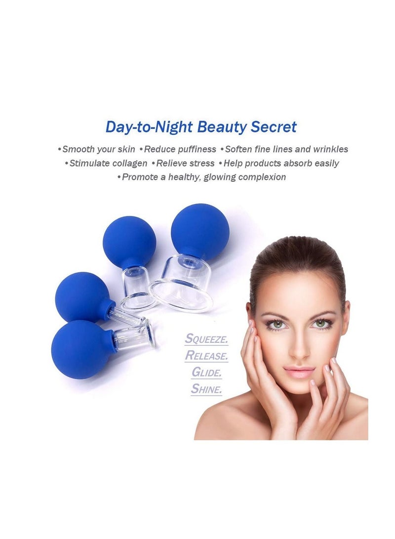 Excefore 4 PCS Glass Facial Cupping Set | Silicone Vacuum Suction | Cupping Massage Therapy | A Kit For Anti Cellulite, Anti Wrinkle and Instantly Ageless Skin | For Eyes, Face and Body - Image 5