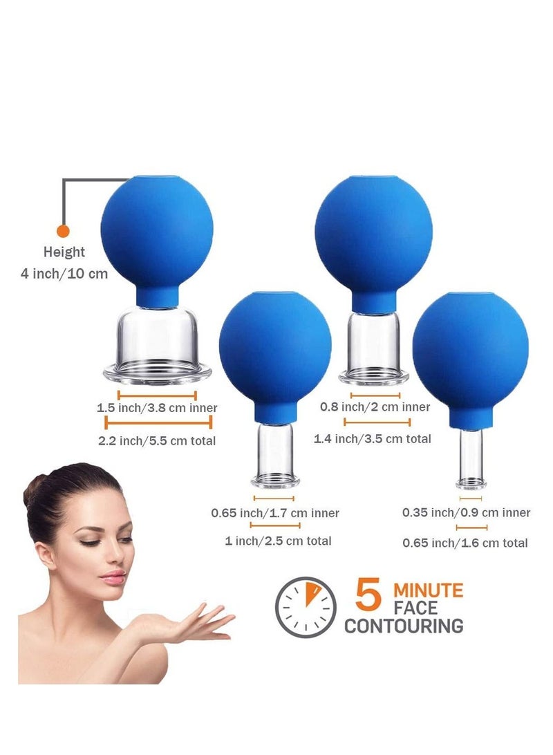 Excefore 4 PCS Glass Facial Cupping Set | Silicone Vacuum Suction | Cupping Massage Therapy | A Kit For Anti Cellulite, Anti Wrinkle and Instantly Ageless Skin | For Eyes, Face and Body - Image 2